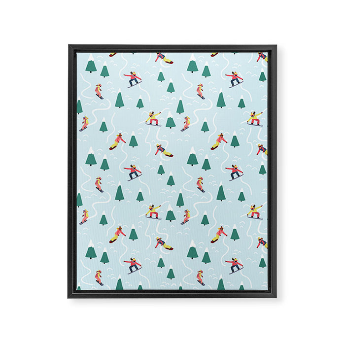 Snowboarding Girls Framed Canvas Print Gallery Image 1