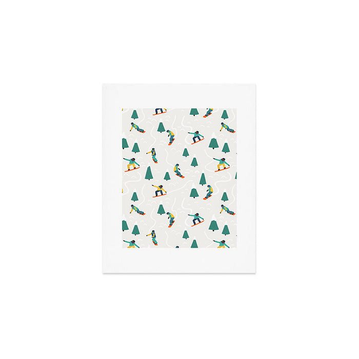 Snowboarding Illustration Pattern Art Print Gallery Image 1