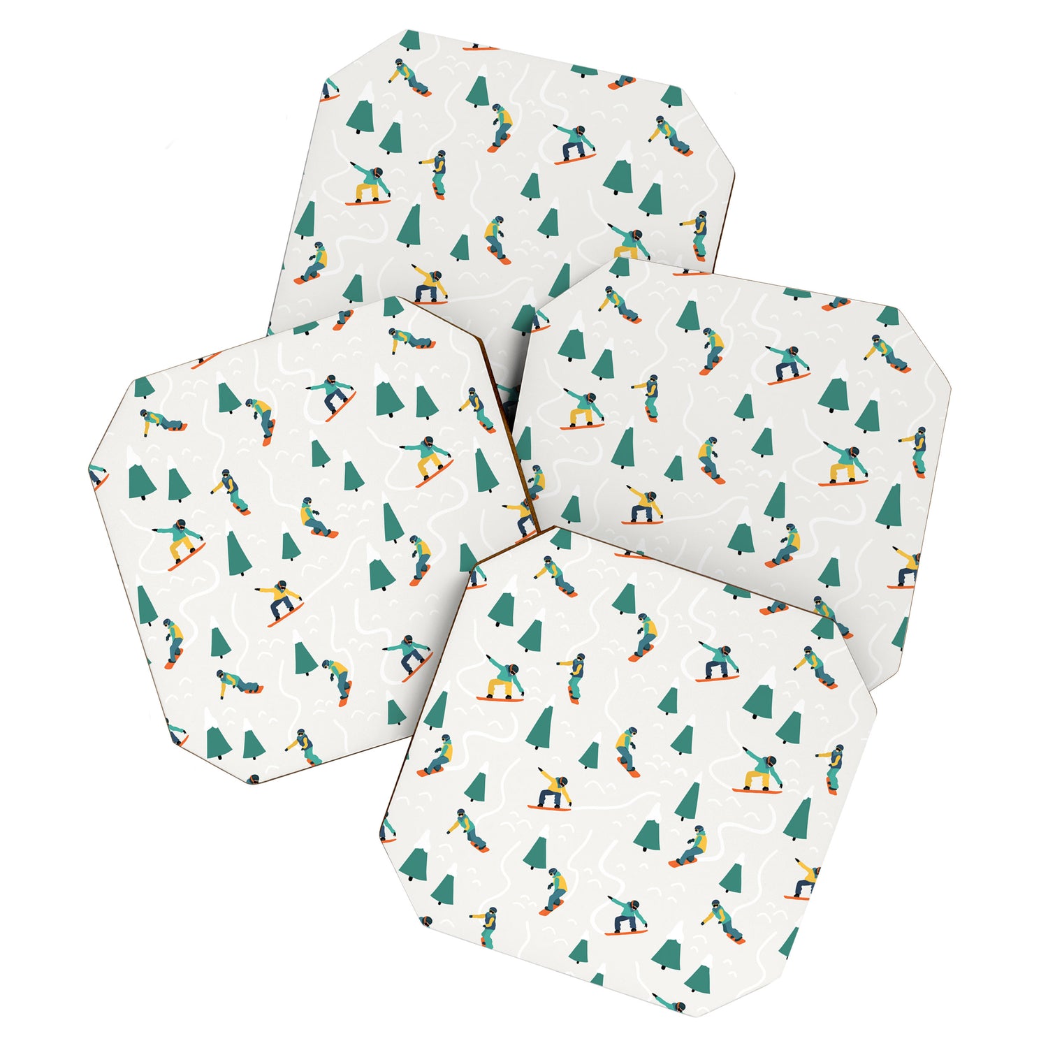 Snowboarding Illustration Pattern Coaster Gallery Image 1