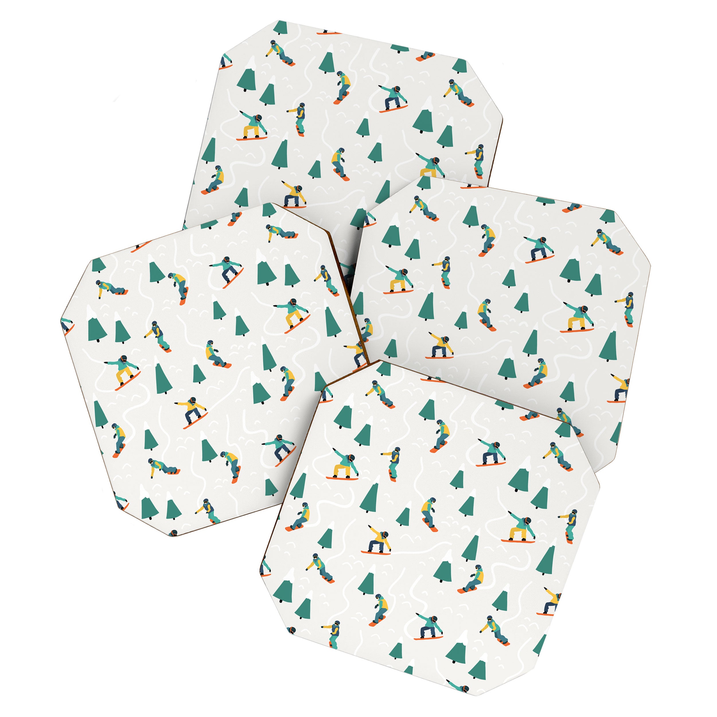 Snowboarding Illustration Pattern Coaster Gallery Image 1