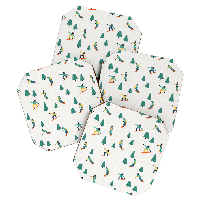 Snowboarding Illustration Pattern Coaster Gallery Image 1