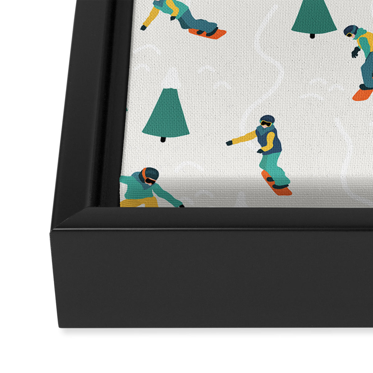 Snowboarding Illustration Pattern Framed Canvas Print Gallery Image 3