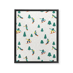 Snowboarding Illustration Pattern Framed Canvas Print Gallery Image 8
