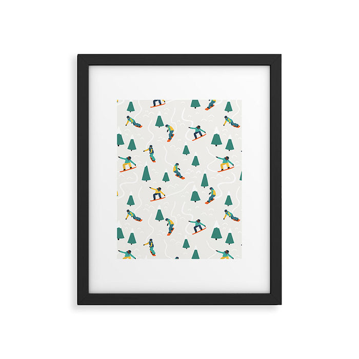 Snowboarding Illustration Pattern Framed Art Print Gallery Image 1
