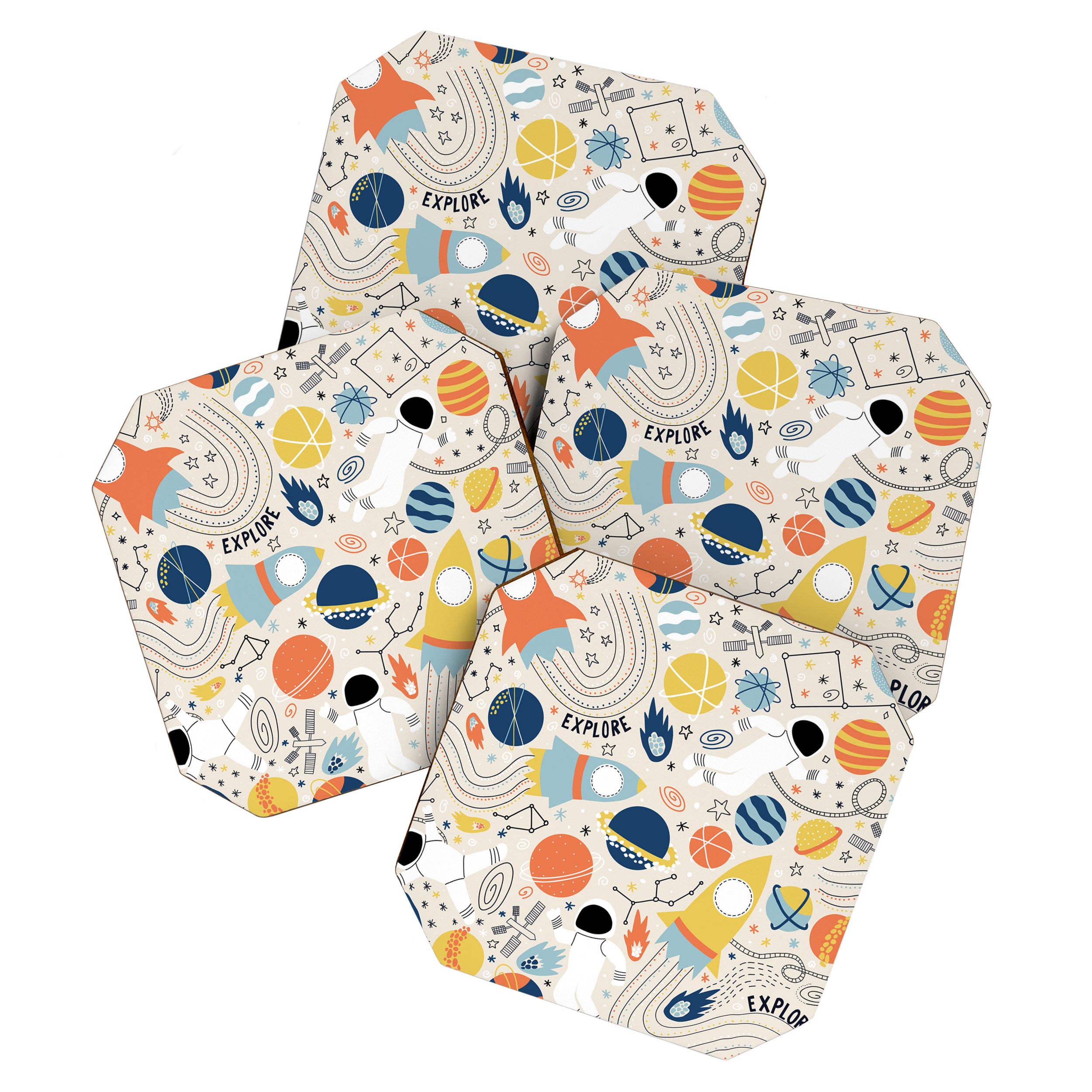 Space Planets Astronaut Pattern Coaster Gallery Image 1