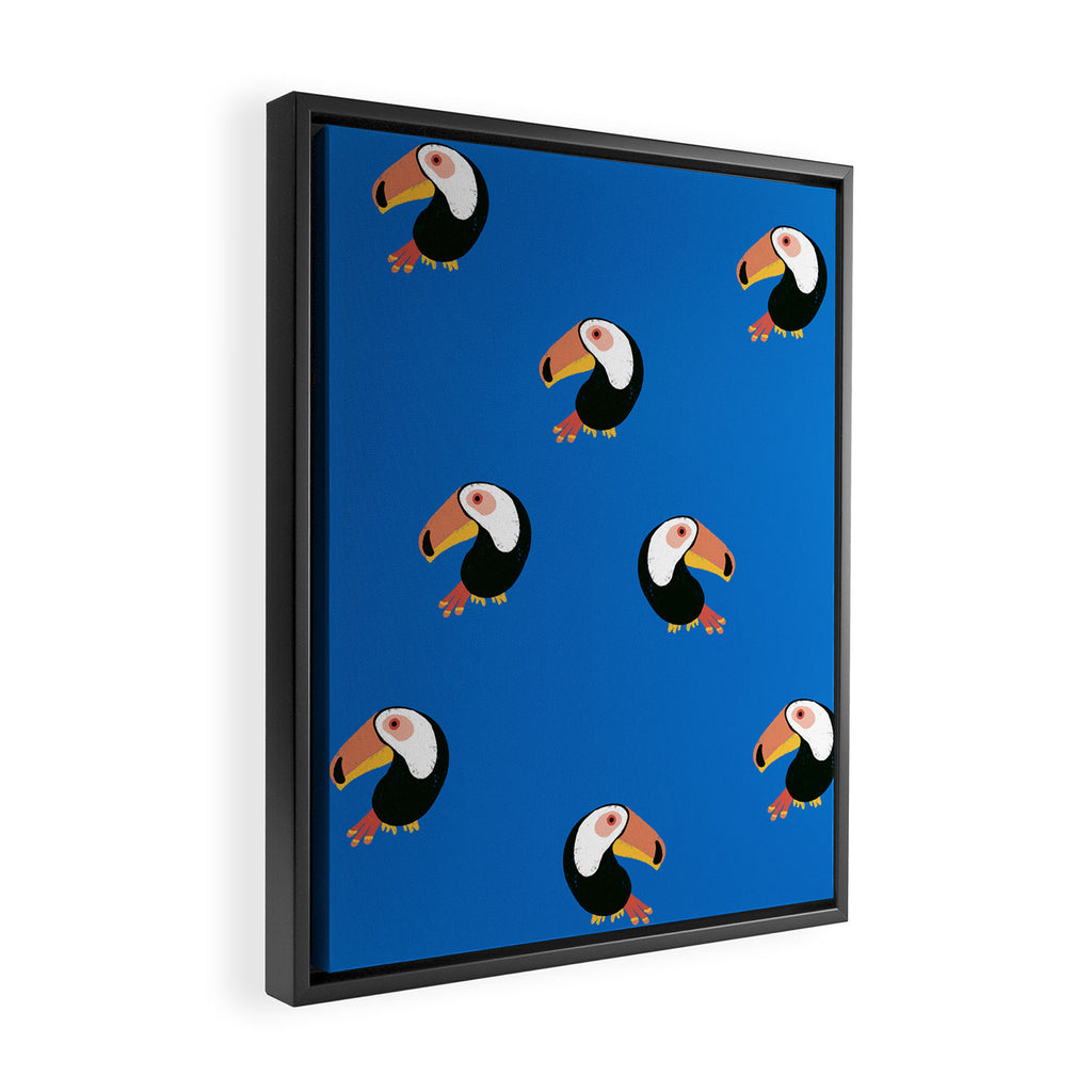 Toucans Blue Framed Canvas Print Gallery Image 2