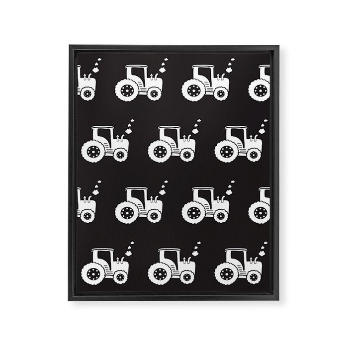Tractors Monochrome Framed Canvas Print Gallery Image 1