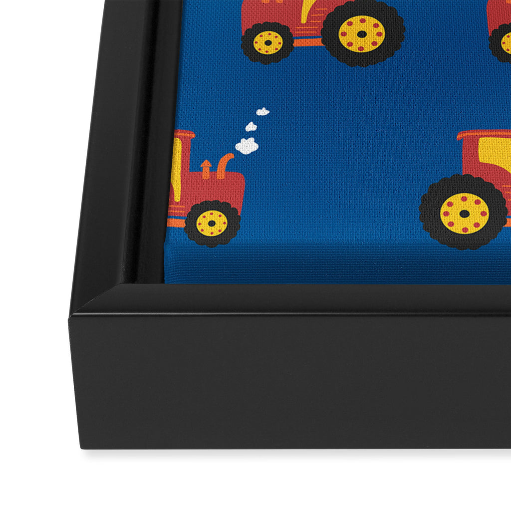 Tractors on Blue Framed Canvas Print Gallery Image 3
