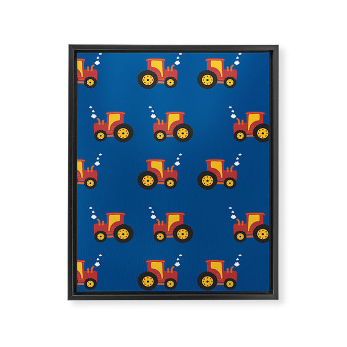 Tractors on Blue Framed Canvas Print Gallery Image 1
