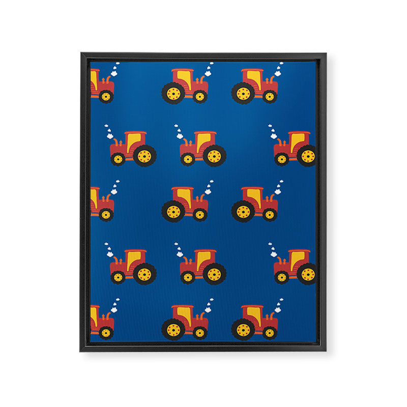 Tractors on Blue Framed Canvas Print Gallery Image 8