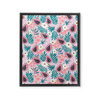 Tropical Pastel Papayas and Vibrant Palm Leaves Framed Canvas Print Gallery Image 6