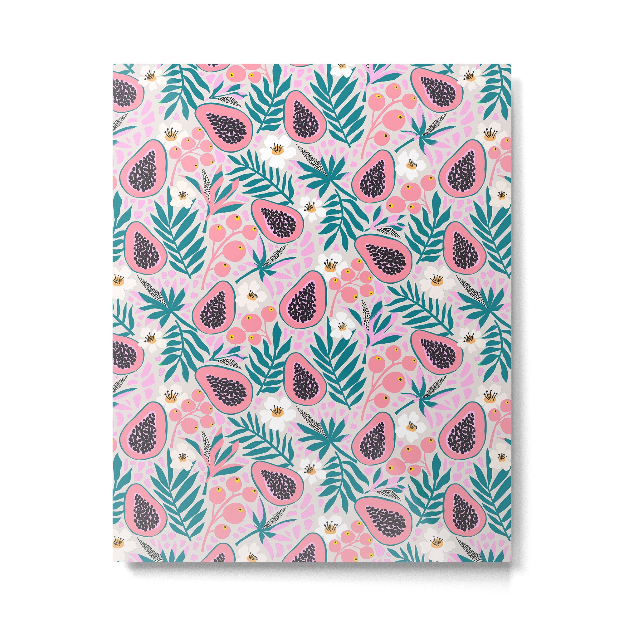 Tropical Pastel Papayas and Vibrant Palm Leaves Metal Print Gallery Image 4