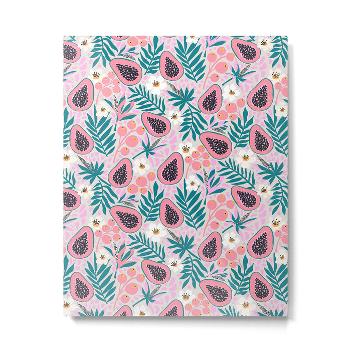 Tropical Pastel Papayas and Vibrant Palm Leaves Metal Print Gallery Image 1
