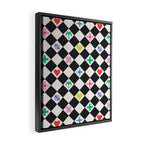 Tropical Vacation Symbols Black and White Harlequin Diamond Grid Framed Canvas Print Gallery Image 2