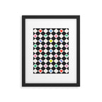 Tropical Vacation Symbols Black and White Harlequin Diamond Grid Framed Art Print Gallery Image 6