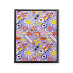Tweenager Life Happy 90s Roller Skates Retro Positivity Pattern Framed Canvas Print Gallery Image 8