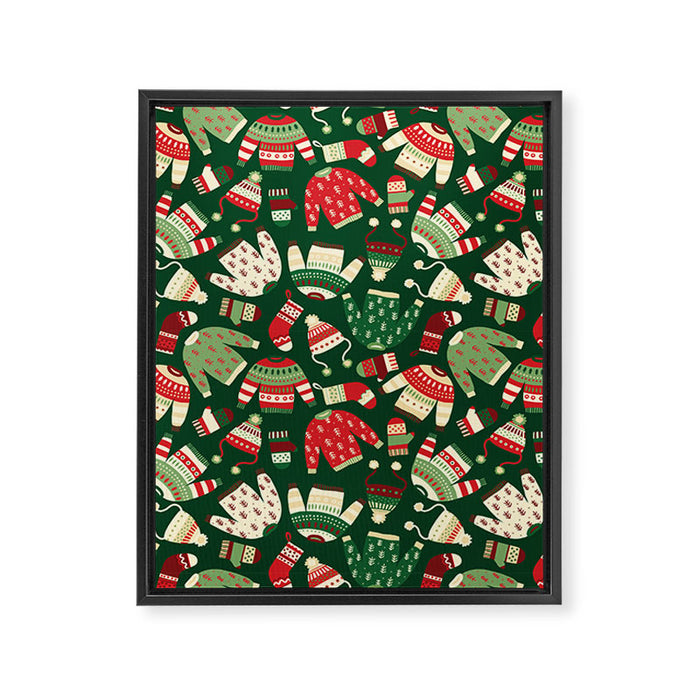 Ugly Christmas Fashion red green white Framed Canvas Print Gallery Image 1