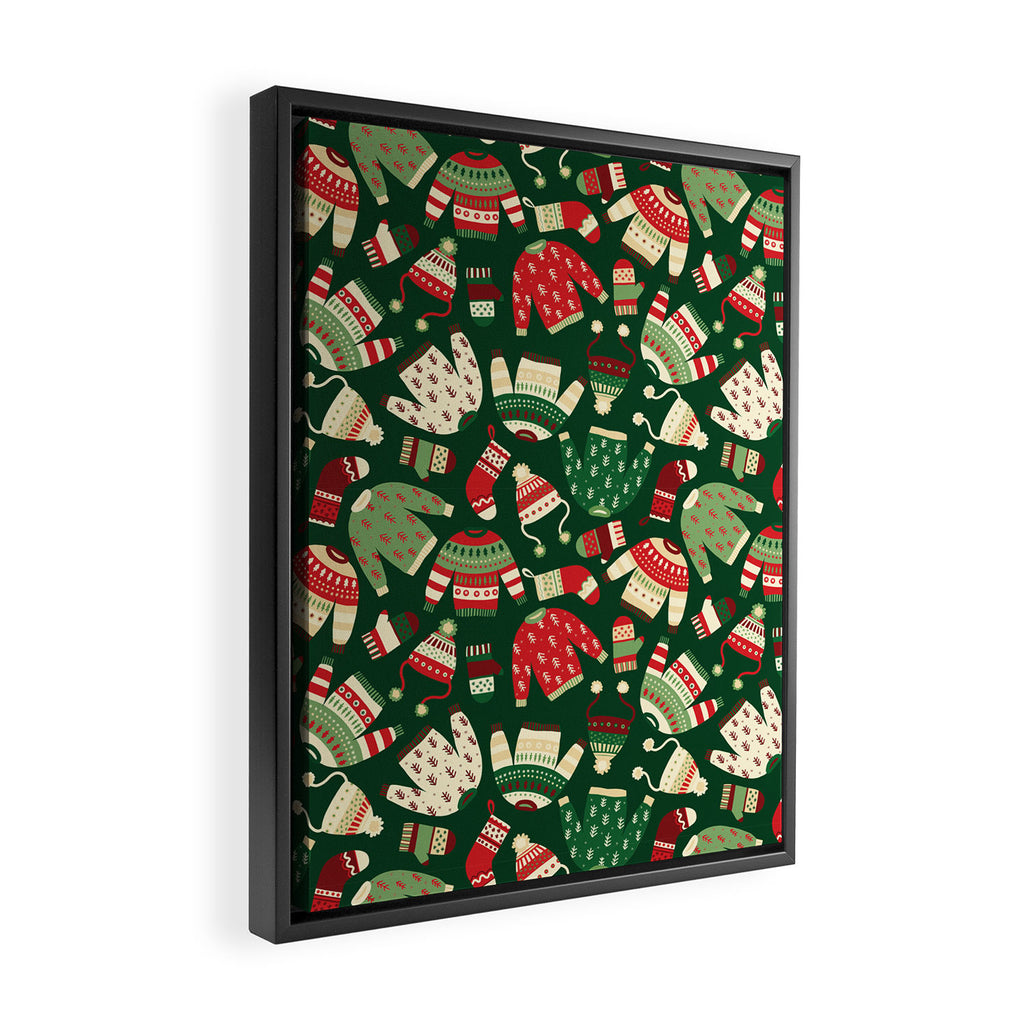 Ugly Christmas Fashion red green white Framed Canvas Print Gallery Image 2