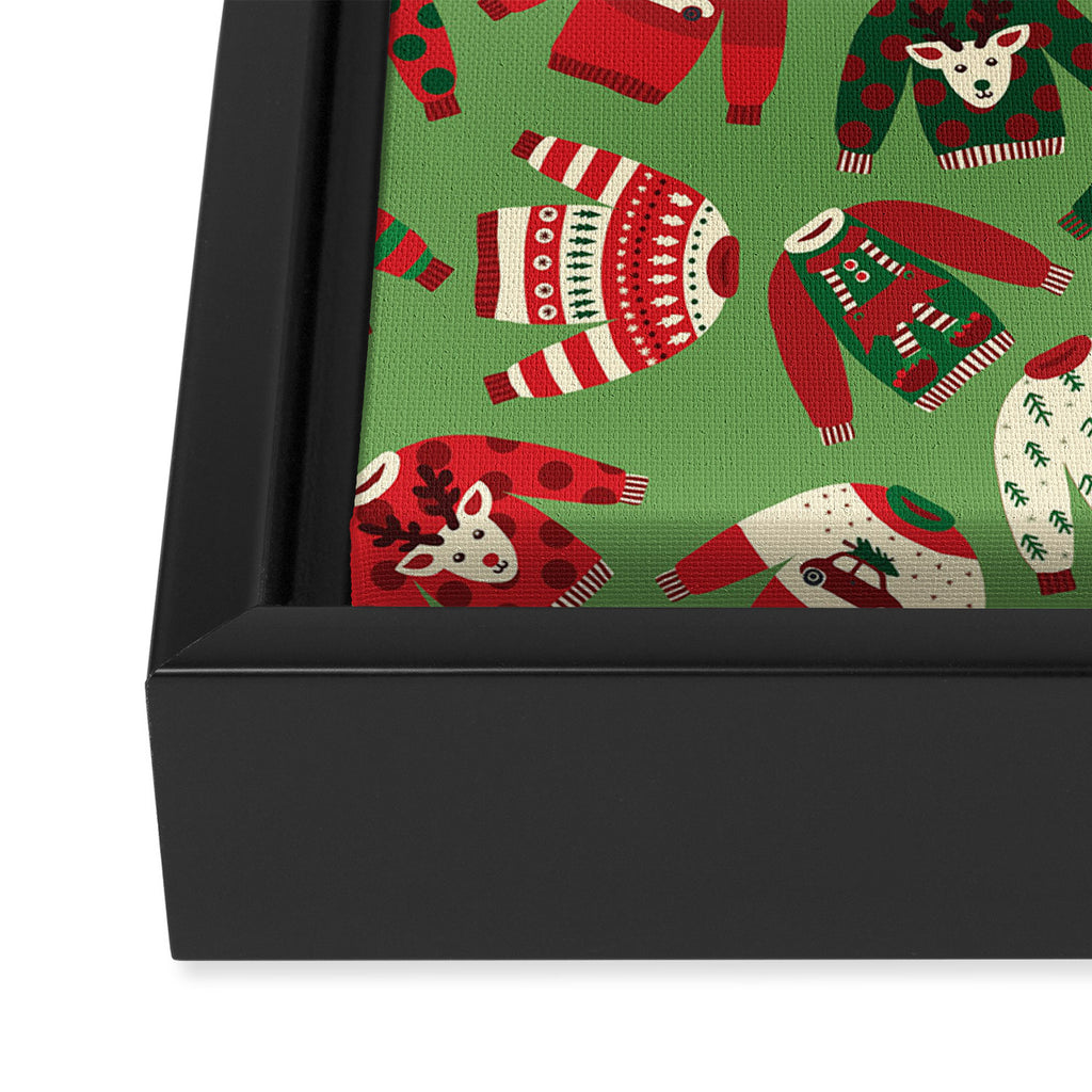 Ugly Christmas Sweaters Pattern Framed Canvas Print Gallery Image 3