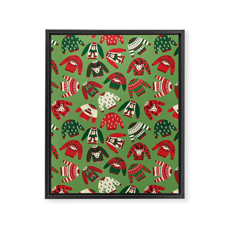 Ugly Christmas Sweaters Pattern Framed Canvas Print Gallery Image 8