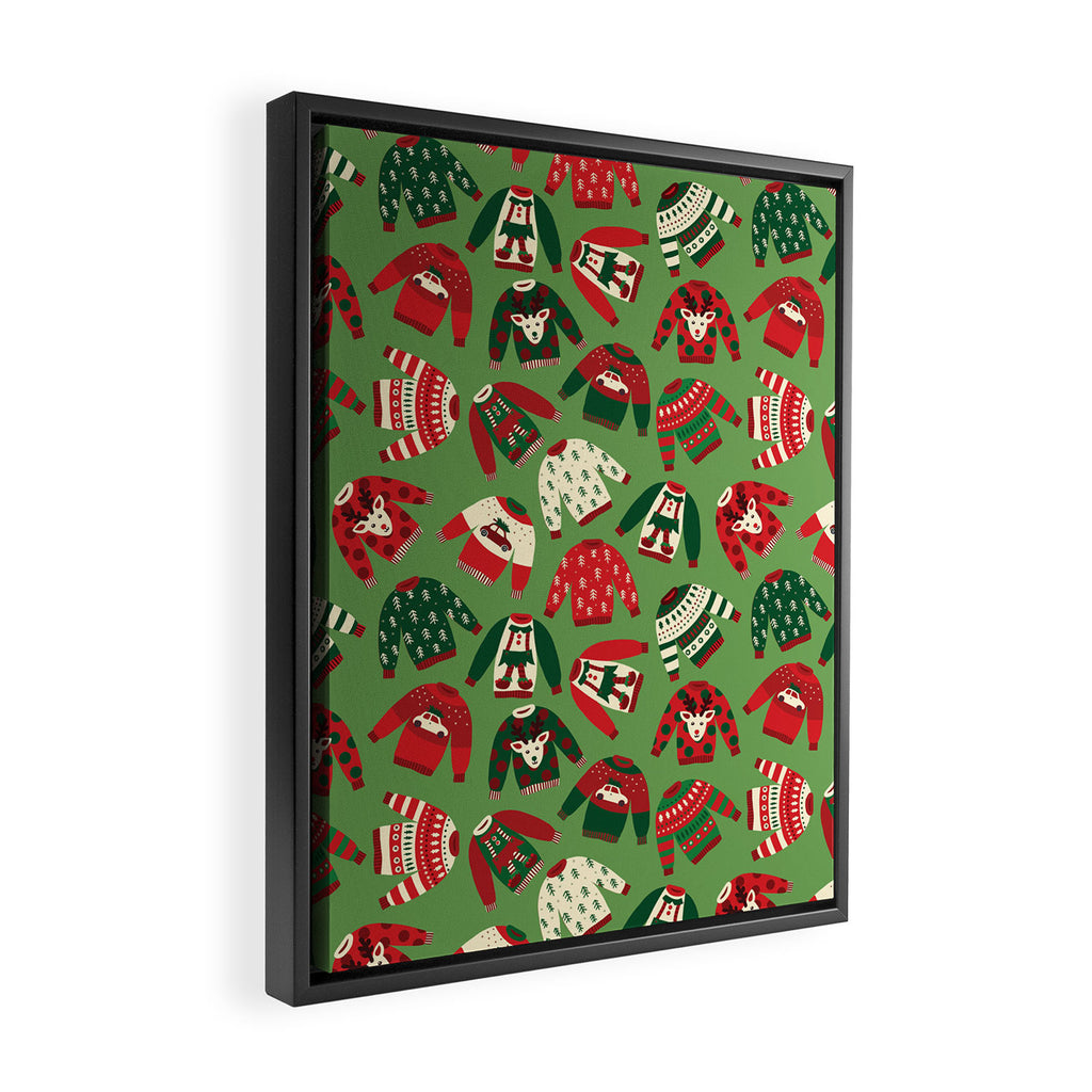 Ugly Christmas Sweaters Pattern Framed Canvas Print Gallery Image 2