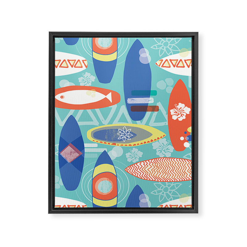 Vintage Surfboards Pattern Framed Canvas Print Gallery Image 8