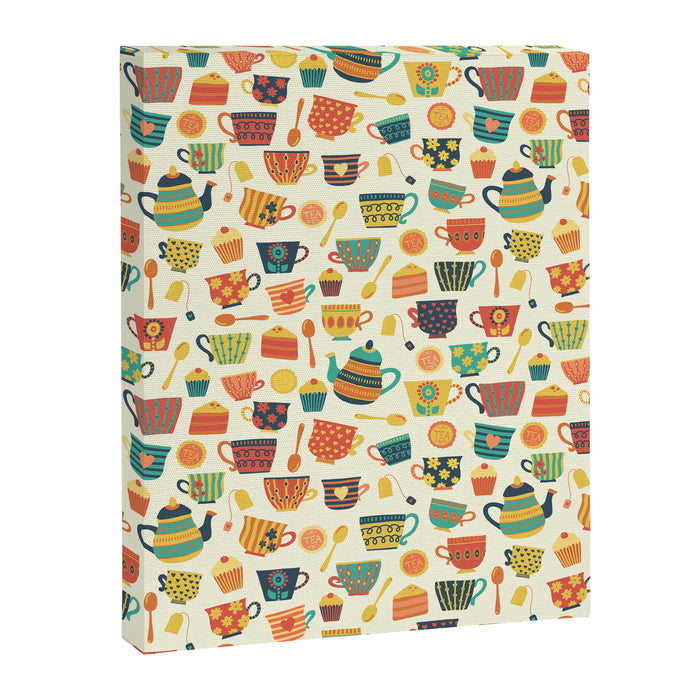 Vintage tea party - tea cups and sweets beige Canvas Print Gallery Image 1