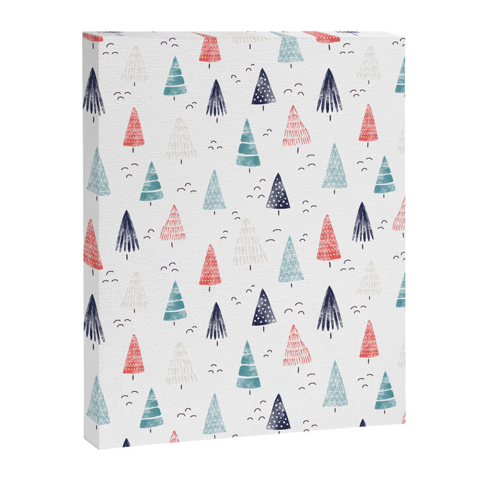 Watercolor Christmas Trees Blue Red Canvas Print Gallery Image 1