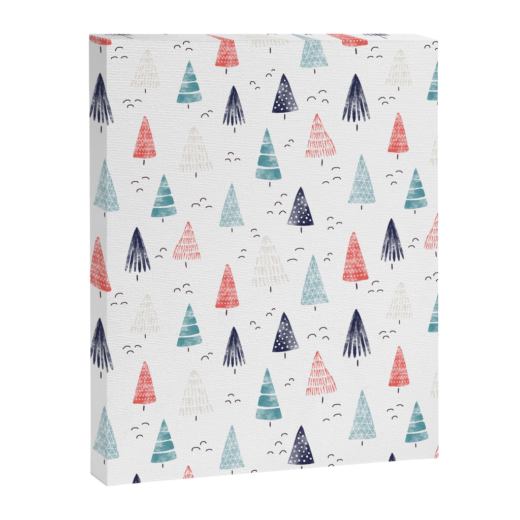 Watercolor Christmas Trees Blue Red Canvas Print Gallery Image 8