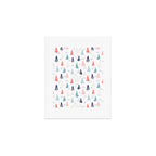 Watercolor Christmas Trees Blue Red Art Print Gallery Image 1