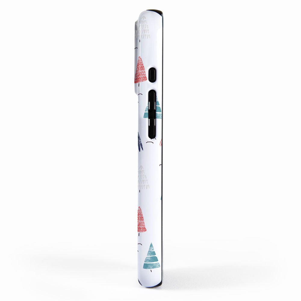 Watercolor Christmas Trees Blue Red iPhone Case Gallery Image 2