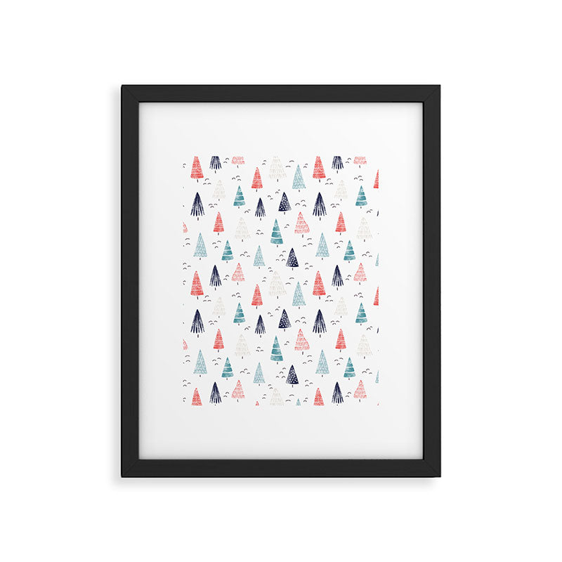 Watercolor Christmas Trees Blue Red Framed Art Print Gallery Image 6