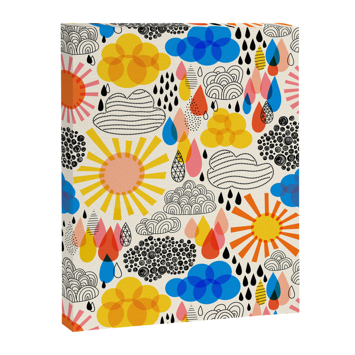 Weather Sun Clouds Rain Pattern #childrendecor #kidspattern Canvas Print Gallery Image 1