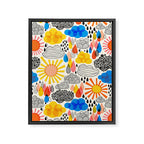 Weather Sun Clouds Rain Pattern #childrendecor #kidspattern Framed Canvas Print Gallery Image 8