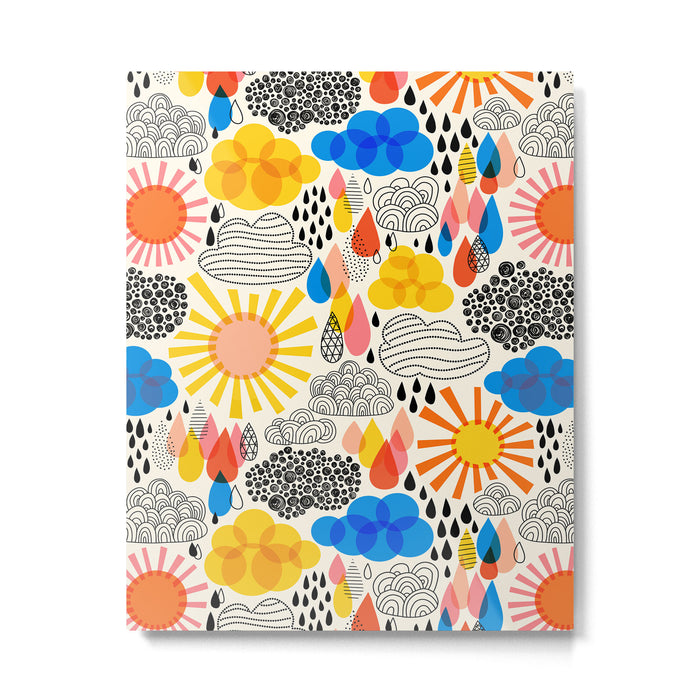 Weather Sun Clouds Rain Pattern #childrendecor #kidspattern Metal Print Gallery Image 1