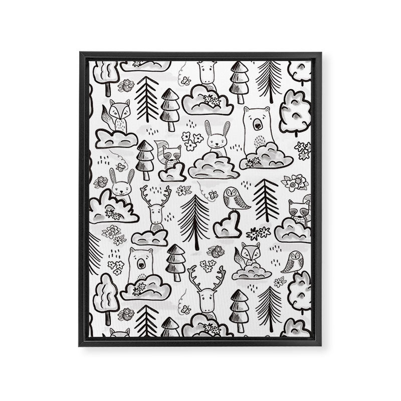Woodland Animals Large Framed Canvas Print Gallery Image 8