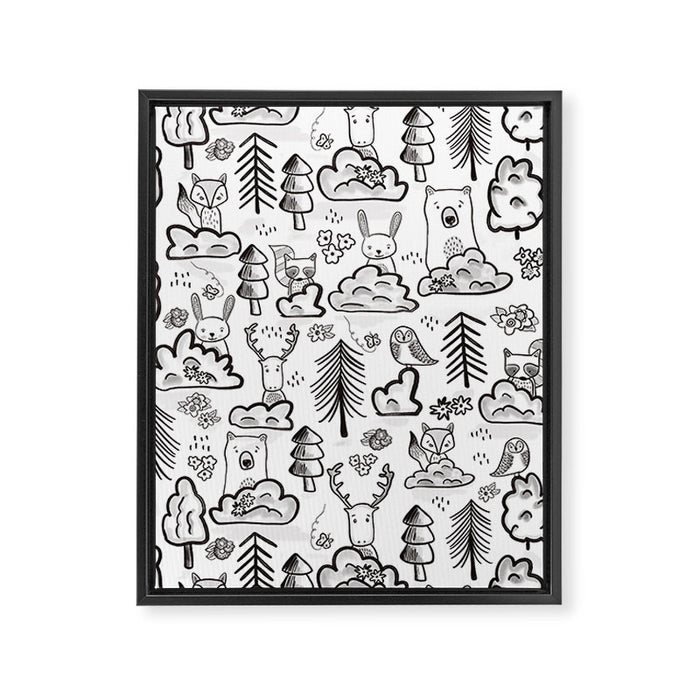 Woodland Animals Large Framed Canvas Print Gallery Image 1