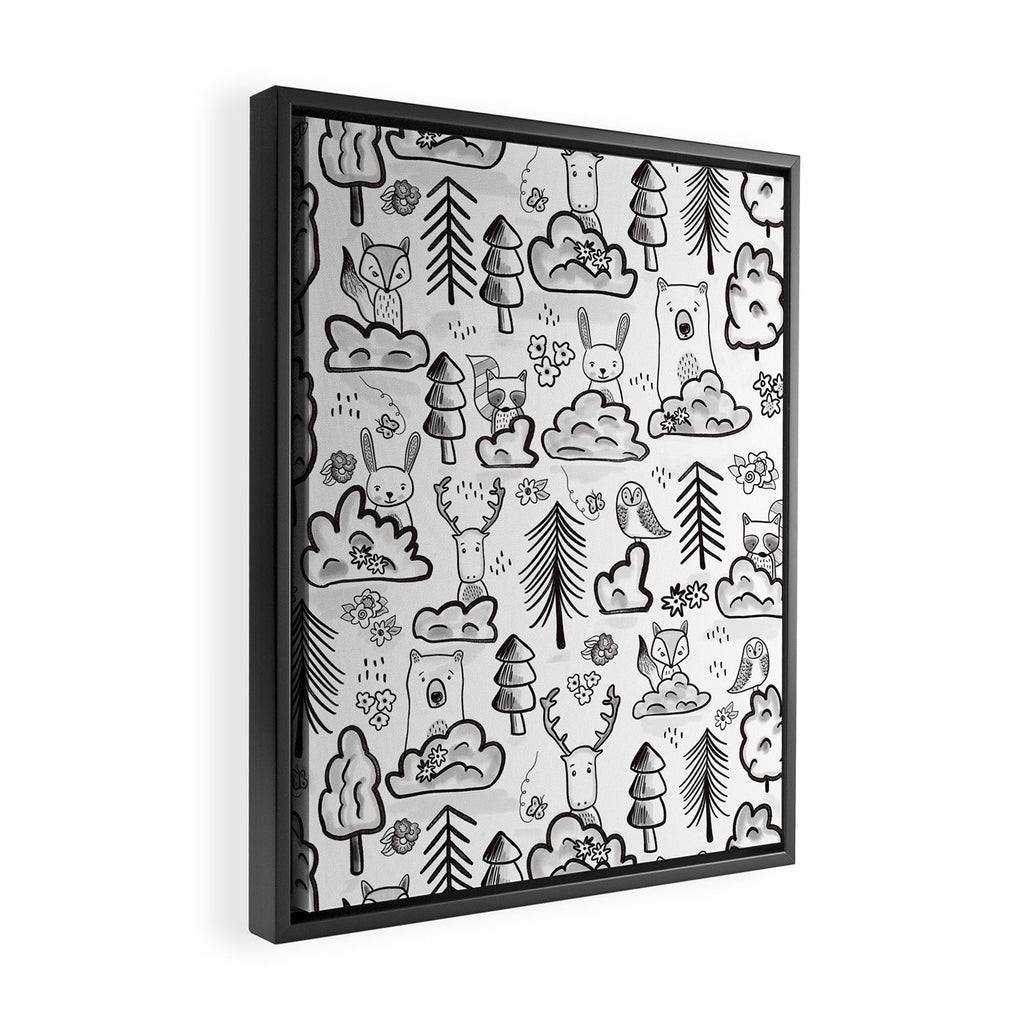 Woodland Animals Large Framed Canvas Print Gallery Image 2