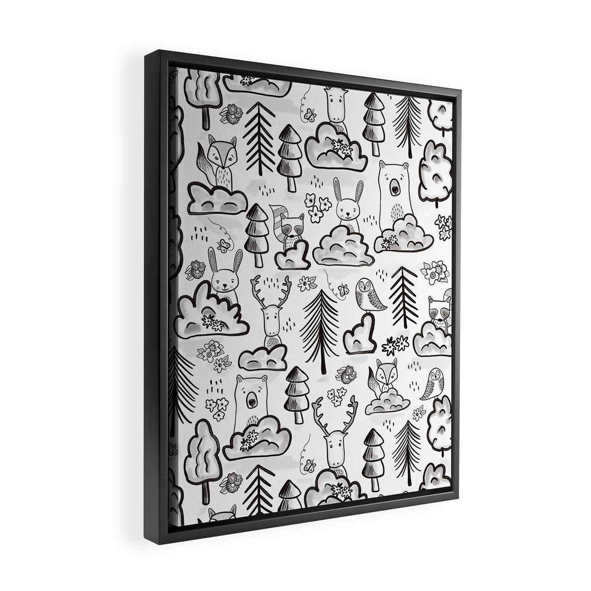 Woodland Animals Large Framed Canvas Print Gallery Image 2