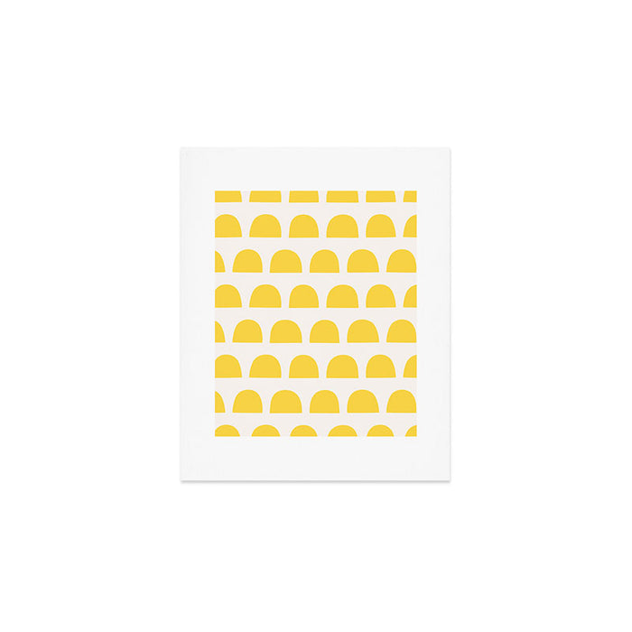 Yellow Mid Century Arc Shapes Minimal Pattern Art Print Gallery Image 1