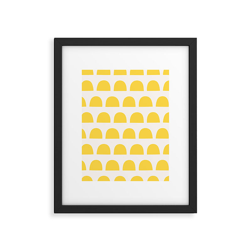 Yellow Mid Century Arc Shapes Minimal Pattern Framed Art Print Gallery Image 6