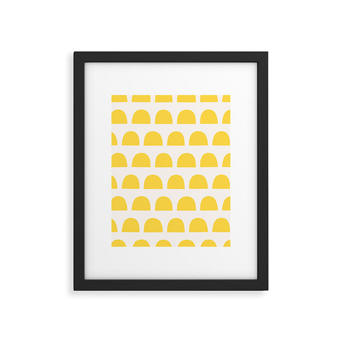 Yellow Mid Century Arc Shapes Minimal Pattern Framed Art Print Gallery Image 1
