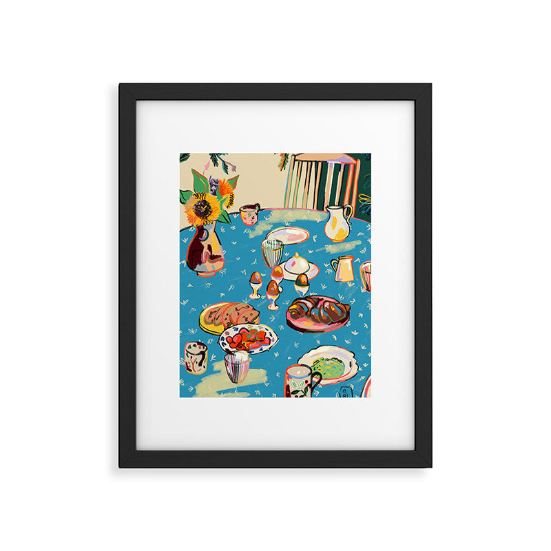BREAKFAST IN THE GARDEN WITH SUNFLOWERS AND CROISSANTS Framed Art Print Gallery Image 5