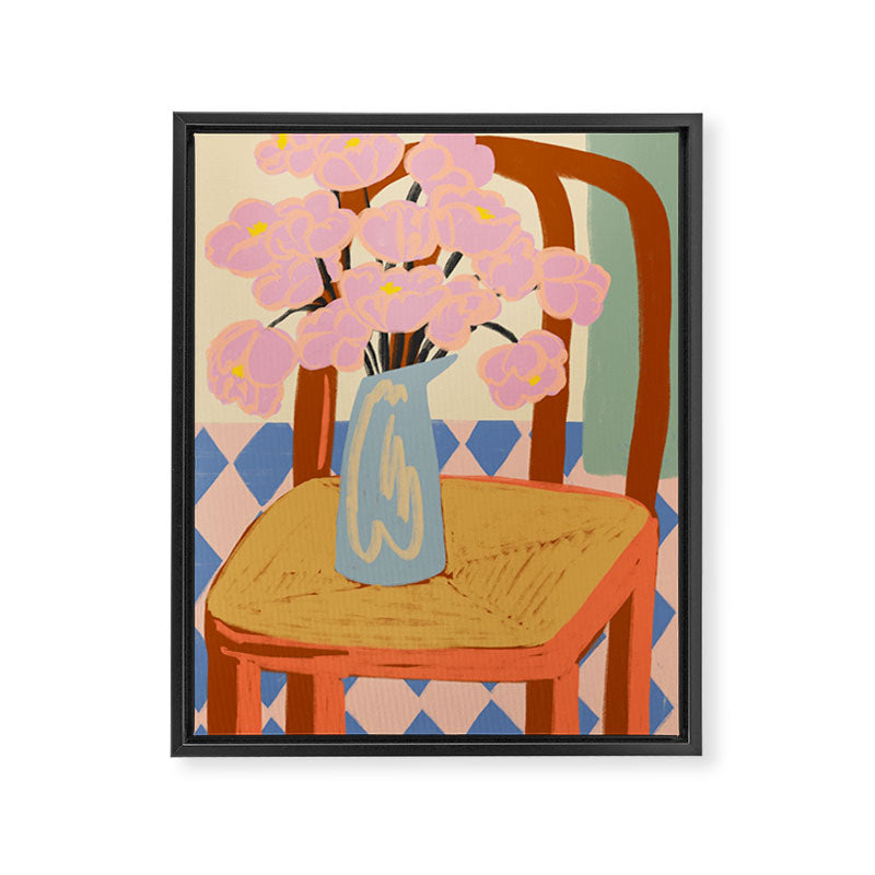 FLOWERS ON A CHAIR Framed Canvas Print Gallery Image 3