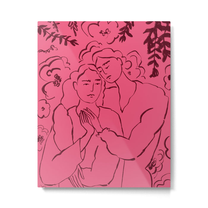 HOLDING HANDS PINK Metal Print Gallery Image 1