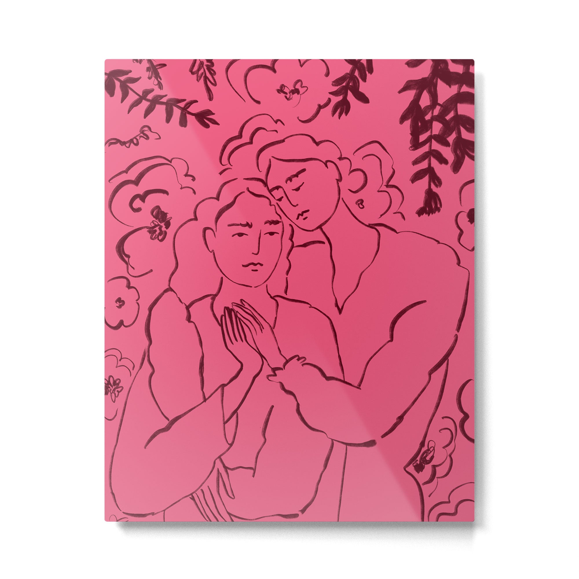 HOLDING HANDS PINK Metal Print Gallery Image 4