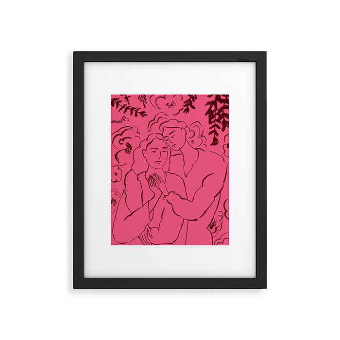 HOLDING HANDS PINK Framed Art Print Gallery Image 1