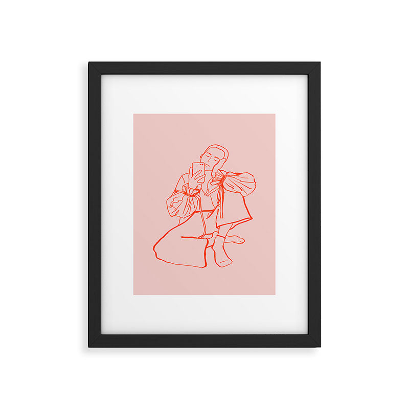 MIRROR SELFIE PINK Framed Art Print Gallery Image 5