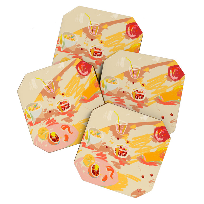 ORANGE AND PINK FRUIT Coaster Gallery Image 1