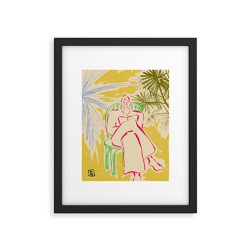 READING AMONG PALM TREES Framed Art Print Gallery Image 5
